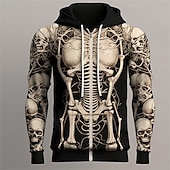cheap Men&#039;s 3D Hoodies-Men&#039;s Color Block Graphic Prints Hoodie Hoodies Sweatshirt Zip Hoodie Long Sleeve Hooded Sweatshirt Hooded Classic 3D Print Vacation Holiday Streetwear Light Brown Brown Pocket Print Spring &amp;  Fall