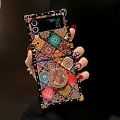 cheap Samsung Cases-Phone Case For Samsung Galaxy Z Flip 5 Z Flip 4 Z Flip 3 Handbag Purse Flip Flip with Adjustable  Neck Strap Kickstand Butterfly PC