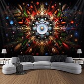 abordables Tapices de luz negra-Tapiz de meditación bohemia con luz negra, reactivo a los rayos UV, que brilla en la oscuridad, tapiz colgante psicodélico, arte mural para pared para sala de estar y dormitorio
