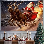 billige hengende juleteppe-juledekorasjoner nisse slede hengende billedvev veggkunst jul stor billedvev veggmaleri dekor fotografi bakteppe teppe gardin hjem soverom stue dekorasjon