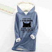 levne Mikiny a mikiny-dámská mikina mikina pulovr šerpa polyester kočka dopis ležérní sportovní potisk teplý fuzzy comfrt mikina s dlouhým rukávem top mikroelastický pad &amp;amp; zimní comfrt prodyšná měkká tkanina
