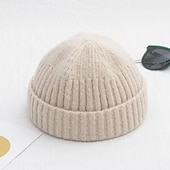 abordables Gorro-Hombre Sombrero de Beanie Gorro de pescador Gorro de arrastre Gorra de reloj Gorros Amarillo Claro Negro Algodón Deportes Viaje Enrollar el borde Exterior Vacaciones Plano Resistente al Viento