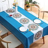 cheap Tablecloth-Waterproof Tablecloth PVC Oilproof Rectangle Table Cloth Table Cover for Party, Family Dining, Restrant