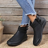 ieftine Botine-Pentru femei Cizme Cadouri de Valentin Mărime Plus Size Pantofi de confort Zilnic Culoare solidă Ghete Botine Iarnă Toc Drept Vârf rotund Elegant Pluș Casual Imitație Piele Dantelat Negru Rosu Gri