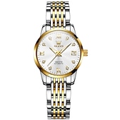 cheap Mechanical Watches-OLEVS 6673 Fashion Business Silver Stainless Steel Women Mechanical Watches Top Brand Luxury Waterproof Automatic Watch