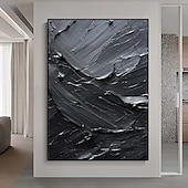 preiswerte Abstrakte Gemälde-Handgefertigtes, rein schwarzes Strukturgemälde, handgemaltes Ölgemälde, Wandkunst, großes Gemälde, Spachtel, abstraktes Gemälde, handgemalte Acrylgemälde, Dekor, gerollte Leinwand