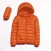 billiga Puffers &amp; Parka-dam pufferjacka med hoodie jacka vandring dunjacka vinter utomhus termisk varm packbar vattentät vindtät jacka topp full längd synlig dragkedja fiske camping / vandring / grottvandring