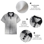 cheap Men&#039;s Geometric Polo-Men&#039;s Geometric Waffle Polo Shirts Golf Shirt Short Sleeve Polo Shirts Collared Shirts Business Casual WorkWear Formal Wear Festival Wear Buttons 3D Print Blue-Green White Yellow