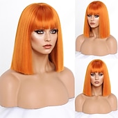 abordables Pelucas de carnaval-Peluca de carnaval 2026 Rubio Negro Marrón Recto Bob Corta Peluca sintética para festival Carnaval Desfile Cabello para disfraz de cosplay para Mujer