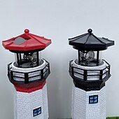 levne 3D noční osvětlení-solární světelná věž, pryskyřičné světlo rotující zahrada led venkovní kouřová věž varování krajina světlo zahradní terasa trávník, 360 stupňová otočná dekorace majáku, dárky k majáku