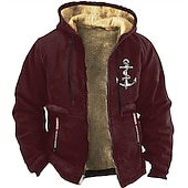 economico Felpe grafiche da uomo-Per uomo Stampe Grafiche Timone Felpe con cappuccio Manica Lunga Felpe Con Cappuccio Quotidiano Casual Vacanza Ferie Autunno &amp; Inverno Nero Marrone Verde militare Abbigliamento progettista S M L XL