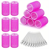 economico bigodini-Rulli bigodini jumbo da 24 pezzi con clip rullo per capelli con presa autoportante per capelli lunghi, medi, corti, spessi, sottili, frangia, volume, medicazione, rullo per capelli fai da te