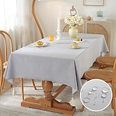abordables Manteles-Mantel rectangular, mantel impermeable, resistente a las manchas, tela sin arrugas, lavable, cubierta de mesa de lino y algodón para comedor, fiesta, decoración navideña