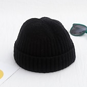 abordables Gorro-Hombre Sombrero de Beanie Gorro de pescador Gorro de arrastre Gorra de reloj Gorros Amarillo Claro Negro Algodón Deportes Viaje Enrollar el borde Exterior Vacaciones Plano Resistente al Viento