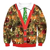 abordables Sudaderas y sudaderas con capucha divertidas-Navidad Sudadera Pullover Sudadera navideña divertida Impresión 3D Estampado 3D Bolsillo delantero Gráfico Gracioso Para Pareja Hombre Mujer Adulto Navidad Carnaval Mascarada Impresión 3D Fiesta