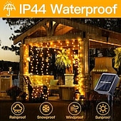 economico Striscie luci ad energia solare-1 confezione da 300/200/100 led per tende solari da esterno, telecomando, 8 modalità di illuminazione, lucine, IP65 impermeabile, luci in filo di rame, feste di Natale, matrimoni, casa, camera da