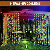 economico Striscie luci ad energia solare-1 confezione da 300/200/100 led per tende solari da esterno, telecomando, 8 modalità di illuminazione, lucine, IP65 impermeabile, luci in filo di rame, feste di Natale, matrimoni, casa, camera da