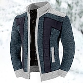 preiswerte Herren Strickjacke-Herren Strickjacke Kleid Pullover Zip Pullover Reißverschluss Pullover Jacke Fleece Pullover Gerippt Stricken Standard Tasche Strick Farbblock Ständer Warm-Ups Casual Freizeitskleidung Bekleidung