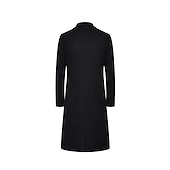 cheap Men's Trench Coat-Men's Winter Coat Overcoat Trench Coat Outdoor Daily Wear Fall &amp; Winter Polyester Thermal Warm Windproof Outerwear Clothing Apparel Fashion Streetwear Plain Lapel Single Breasted
