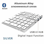 זול מקלדות-סגסוגת אלומיניום Bluetooth מקלדת נומרית אלחוטית עם רכזת usb פונקציית קלט דיגיטלית עבור windowsmac osandroid מחשב נייד