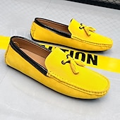 cheap Men&#039;s Slip-ons &amp; Loafers-Men&#039;s Orange and Blue Suede Driving Loafers with Tassel Detail and Non-Slip Rubber Sole - Stylish and Comfortable for Casual and Driving Wear