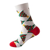 cheap Men&#039;s Socks-Men&#039;s 2 Pairs Crew Socks Men Socks Xmas Socks Red / Green White Color Christmas Casual Daily Basic Medium Fall / Winter Thermal