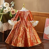 رخيصةأون فساتين-قوطي روكوكو خمر مستوحاة فساتين أزياء الحفلة حفلة تنكرية أميرة شكسبير لون الصلبة منفوش ملابس تنكرية للفتيات رويال عيد الرعب مهرجان عيد الأطفال مناسب للحفلات زفاف ضيف حفل زفاف الطفل فستان كل الفصول