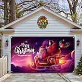 cheap Outdoor Decorations-Christmas Garage Door Banner, Indoor Outdoor Christmas Holidays, Happy Background, Decoration Cover, Christmas Happy New Year Banner, Large Door Cover, Christmas Decoration