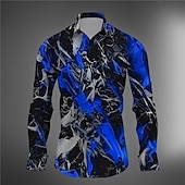 abordables Forme Géométrique-Homme 3D Print Formes Géométriques Chemise Chemise boutonnée manche longue Abstrait Usage quotidien Sortie Fin de semaine Automne hiver Col rabattu Imprimer Bouton bas Jaune Rouge Bleu Violet Vert