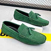 cheap Men&#039;s Slip-ons &amp; Loafers-Men&#039;s Green Suede Loafers – Casual Slip-On Moccasins with Non-Slip Sole for Driving &amp; Everyday Wear