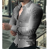 economico Geometrica-Per uomo Fantasia geometrica Geometrica Camicia Camicia con bottoni Manica lunga Di tendenza Originale Informale Giornaliero Per eventi Per uscire Primavera estate Collo ripiegabile Stampa 3D Bottone