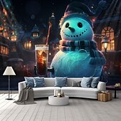 billiga jul gobeläng hängande-juldekorationer blacklight gobeläng uv reaktivt sken i mörkret snögubbe xmas trippy bar dimmigt hängande gobeläng väggkonst väggmålning för vardagsrum sovrum