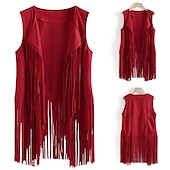 preiswerte Oberteile-Retro Vintage 1960er 1970er Wildlederweste Hippie Disco Quastenfransen Damen Mädchen Weihnachten Halloween Karneval Leistung Party / Abend Pride Parade Erwachsene Weste