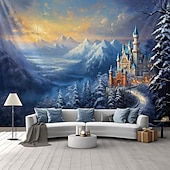 baratos tapeçaria de paisagem-castelo das maravilhas branco tapeçaria pendurada arte de parede grande tapeçaria mural decoração fotografia pano de fundo cobertor cortina casa quarto sala de estar decoração