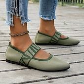 cheap Women&#039;s Flats-Women&#039;s Black Knit Mary Jane Flats – Pointed Toe Stretch Fabric Casual Shoes with Geometric Straps for Work, Travel &amp; Daily Wear