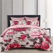 preiswerte Bettbezug-Sets-Designer-Bettwäsche-Set mit Rosen-Blumenmuster, Bettdecken-Set, 3-teiliges, luxuriöses, gewichtetes Baumwoll-Bettwäsche-Set, Heimdekoration, Geschenk, King-Size-Bett, Queen-Size-Bettbezug