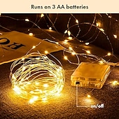 tanie Łańcuchy świetlne baterii-1 opakowanie 50 lampek LED - 5 metrów, zasilane baterią 3AA, idealne na Boże Narodzenie, wesela, imprezy, rodzinne wakacje, spotkania i nie tylko - zawsze włączone