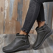 ieftine Botine-Pentru femei Cizme Cadouri de Valentin Mărime Plus Size Pantofi de confort Zilnic Culoare solidă Ghete Botine Iarnă Toc Drept Vârf rotund Elegant Pluș Casual Imitație Piele Dantelat Negru Rosu Gri