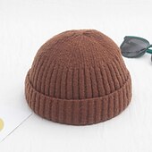 abordables Gorro-Hombre Sombrero de Beanie Gorro de pescador Gorro de arrastre Gorra de reloj Gorros Amarillo Claro Negro Algodón Deportes Viaje Enrollar el borde Exterior Vacaciones Plano Resistente al Viento