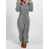 ieftine Îmbrăcăminte de dormit-pijama de pluș pentru femei, fleece, ureche de urs, hanorac roșu, pe lungime, căldură de iarnă, îmbrăcăminte confortabilă, îmbrăcăminte de dormit cu fermoar, ținute casual acasă, acasă