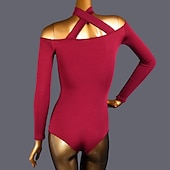halpa Latinalaistanssiasut-tanssi salsa latinalaistanssi juhlatanssi trikoo / onesie hollow-out puhdas väri splicing naisten suorituskyky koulutus pitkähihainen korkea spandex
