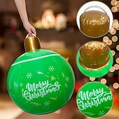 economico luci di Natale all&#039;aperto-Palla Inflabile di Natale da 24 Pollici con Luce Grandi Ornamenti Natalizi Decorazione Esterna Palla PVC Gonfiabile per Decorazioni Natalizie all&#039;aperto Palloncini Colorati per Albero di Natale