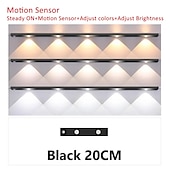 olcso szekrény világítás-1db intelligens led emberi test indukciós lámpa otthoni ultravékony macskaszem hegyi lámpa fekete csík újratölthető három színben állítható gardrób szekrény szoba világítás