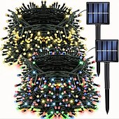 abordables Guirlandes solaires-7m 12m 20m Guirlandes Lumineuses Lumières de glaçons de Noël 30/50/100/200/300/500/1000 LED EL Blanc Chaud Blanc Froid Bleu Guirlandes lumineuses créatives Halloween Solaire Vacances 5 V