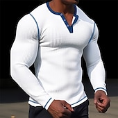 olcso Alkalmi Henley póló-Férfi Póló Gofri Henley ing Henley ing Tee Top Hosszú ujjú ing Sima Raglan Sleeve Henley Utca Vakáció Hosszú ujj Kollázs Ruházat Poliészter Divat Dizájn Alap