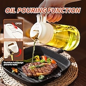 abordables Utensilios de cocina y gadgets-Rociador y dispensador de aceite de vidrio 2 en 1, 16oz para cocina, botella de aceite de oliva de 470ml, rociador de aceite para cocinar, cocina, ensalada, barbacoa