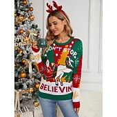 billiga Fula jultröjor-Anime Biskop Ful jultröja Pullover Jumper Snögubbe Rolig för Dam Vuxna 3D-utskrift för Jul Karnival Nyår Fest Ledigt / vardag