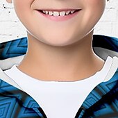 billiga Pojkens 3D Vision &amp; Geometri-Pojkar 3D Grafisk Huvtröja Kappa Ytterkläder Långärmad 3D-tryck Höst Vinter Mode Streetwear Häftig Polyester Barn 3-12 år Utomhus Ledigt Dagligen Normal