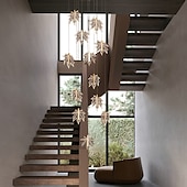 abordables Lustres uniques-lustre LED cristal feuille d&#039;érable design 4/5/6/12 lumières encastrées à intensité variable escalier en colimaçon long lustre villa escalier lumière duplex lustre 110-240v