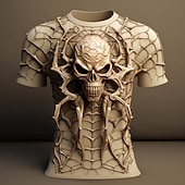preiswerte T-Shirts mit Tiermuster-Halloween Herren Graphic Spinnen T Shirt Kurzarm T-Shirt 3D-Druck Rundhalsausschnitt Hemd Täglich Designer Retro Vintage Sports Outdoor Festtage Ausgehen Dunkelbraun Gelb Leicht Braun Frühling Sommer